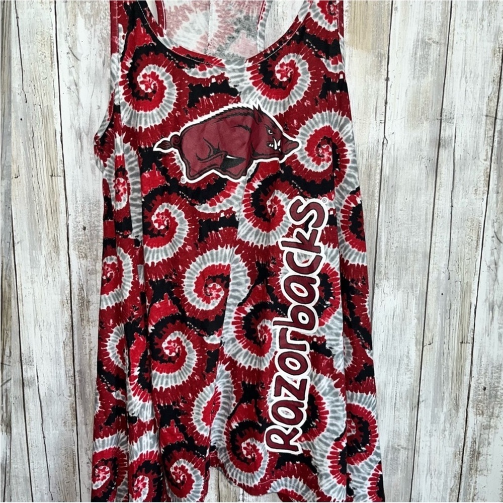 NCAA Arkansa Razorbacks Tie Dye Swirl Tank - Picture 4 of 5